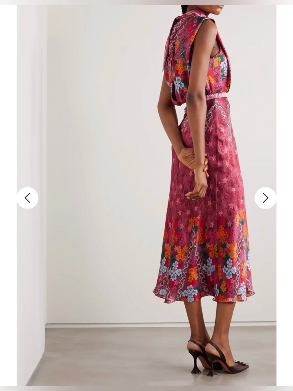 NWT Saloni Fleur Printed Silk-Crepe Midi Dress in the "Hibiscus Flourish". - Picture 7 of 14